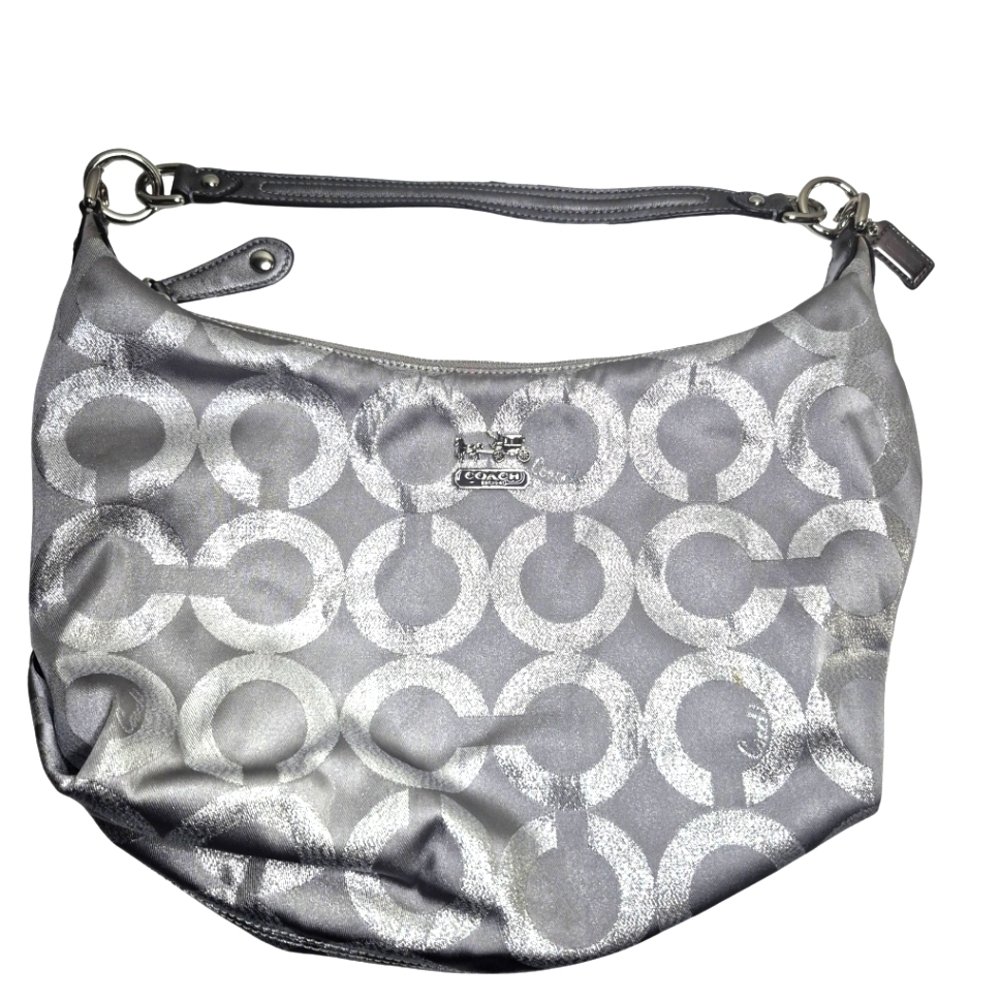 Coach Madison Maggie Op Art Shoulder Bag Silver